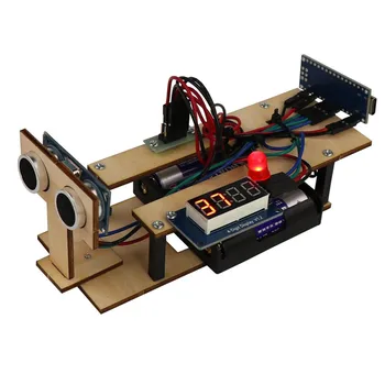Kézzel készített DIY ultrahangos távolságérzékelő műszer Arduino programozás Mixly Science Experimental