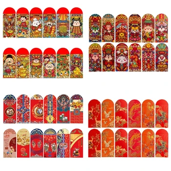 Kínai piros borítékok 12 db Lucky Money zseb üdvözlőlap csomagolás