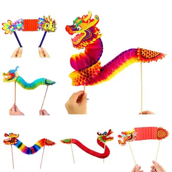 Kínai újévi sárkánytánc papír sárkány kis barkács kézműves készlet újévi papír sárkánybáb oktatási kreativitás játékok otthonra