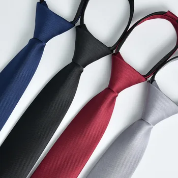 Könnyen húzható lusta nyakkendő férfiaknak Divat 6cm vékony formális ruha nyakkendő csíkos egyszínű férfi nyakkendő