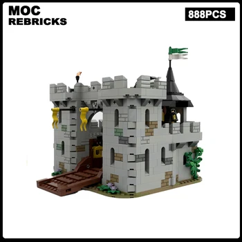 Középkori sorozat moduláris épület Black Falcon's Fortress MOC építészet Kastély modell Műszaki tégla összeszerelés Gyermekjátékok