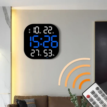 LED digitális falióra nagy képernyős hőmérséklet dátum hét kijelző kettős riasztás elektronikus óra távirányítóval otthoni