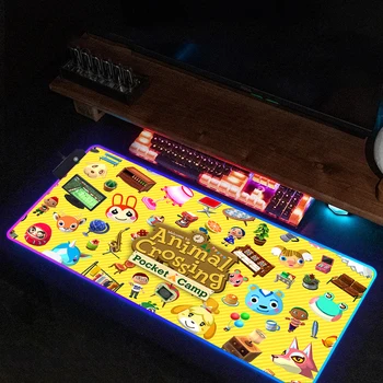 Led egérpad Rgb egérpad Animal Crossing asztali szőnyeg PC gamer szekrény beállítása Gaming kiegészítők Deskmat Big Mousepepad háttérvilágítás