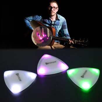 LED izzó gitárpengető Élelmiszeripari műanyag gitár Touch Luminous Pick zenei húros hangszer Izzó plectrum