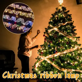 LED karácsonyi szalag tündérfény dekoráció fa világító díszek DIY íjak Füzérek otthoni beltéri újévi dekoráció