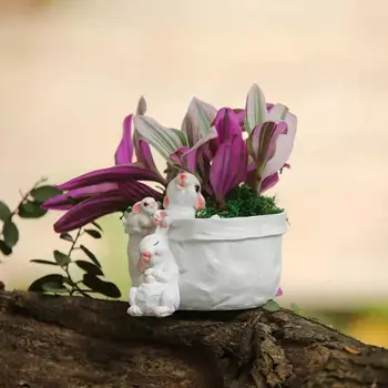 Lelkipásztori szimuláció Nyuszi virágcserép Gyanta kiegészítők Udvari park Lakberendezés Kézművesség Kerti gyep Kültéri figurák dekoráció