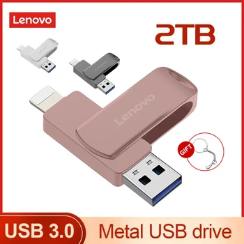 Lenovo Metal USB 3.0 flash meghajtó Nagy sebességű Pendrive 2TB 1TB 128GB vízálló USB meghajtó toll mobil tároló mini memóriakártya