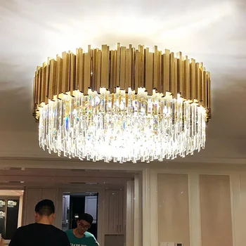 Luxus LED kristálycsillár Rozsdamentes acél függőlámpa Cristal függő lámpabúra Nappali mennyezeti csillogó lámpatestek