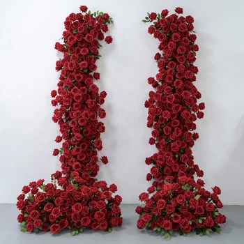 Luxus stílusú vörös bordó rózsa virágkötészet esküvői háttér dekorációs eseményhez Babaváró party kellékek testreszabott