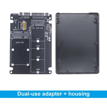 M.2 NGFF MSATA SSD SATA 3.0 adapterkártya 2 az 1-ben átalakító kártya M.2 SSD adapter kártya Külső merevlemez-ház