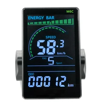 M6C elektromos kerékpár LCD kijelző mérő 24V 36V 48V 60V E robogó LCD panel színes képernyő USB-vel hegyi elektromos kerékpárhoz