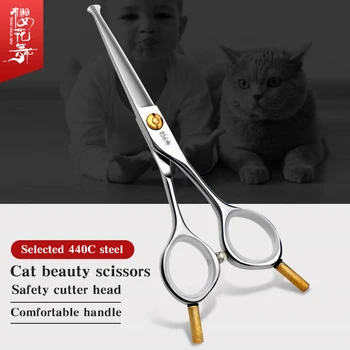 Macskaszőrvágás műtermék hajvágás szépség egyenes olló 5,0 hüvelykes professzionális fodrász olló macskáknak