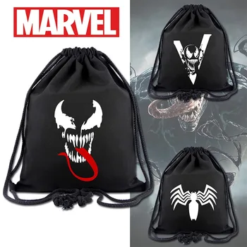 Marvel kétvállas hátizsák Venom sorozat húzózsinóros válltáska vászon húzózsinóros táska Nagy kapacitású tárolótáska iskolatáska