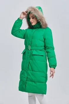 Marwin 2023 Téli elegáns női pamutkabát Stílusos szőrme gallér Hosszú meleg kapucnis kabát Női szélálló Parka