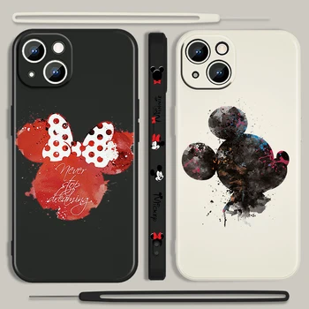 Mickey egér Art aranyos Apple iPhone 15 14 13 12 Mini 11 Pro XS MAX XR X 8 7 6 Plus folyékony bal kötél puha telefontok Fundas