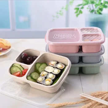 Mikrohullámú uzsonnás doboz búza szalma bento doboz rekeszes piknik Bento dobozok ételtároló gyerekek iskola felnőtt irodai uzsonnásdoboz