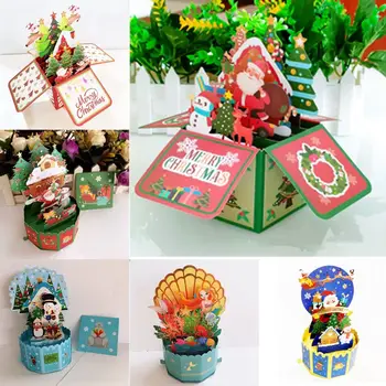 Mikulás 3D Pops-up csokor Barátnő hattyú sellő Újévi üdvözlőlapok Karácsonyi fesztivál Boldog karácsonyt képeslapok