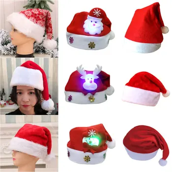 Mikulás karácsonyi díszek Felnőtt piros rendes karácsonyi kalapok Gyermek karácsonyi kalapok
