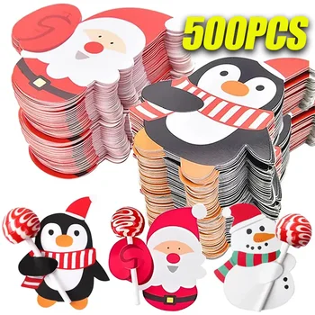 Mikulás pingvin nyalóka karton Karácsonyi cukorka dekoráció Karácsonyi ajándékok Karácsonyi díszek Karácsonyi cukorka ajándékcsomagoló táskák