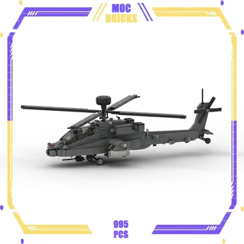 Military sorozat Moc építőelemek Boeing AH-64 APACHE helikopter modell Technológiai építőelemek DIY repülőgép játékok gyerekeknek
