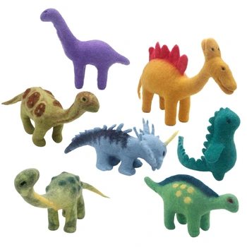 Mini dinoszaurusz figurák Dísz Kézzel készített filc Plüss Állatbabák Nemezelő szobrok Tanulás Oktatójáték Karácsonyi dekoráció