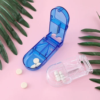 Mini hordozható gyógyszertároló doboz Tabletta vágó Splitter utazási tabletta eset Gyógyszer tabletta tartó Egészségügyi tabletták szervezője