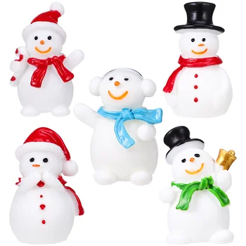 Mini hóember figurák Karácsonyi díszek Gyanta Hóember miniatűr karácsonyi díszek