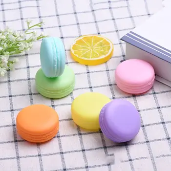 Mini krémes doboz üres színes, újratölthető kozmetikai palackozó doboz cukorka szín Macaron alakú ajakfilm üvegek Nők