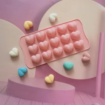 Mini szerelmi szív csokoládé forma szilikon cukorka formák gyémánt nyúlós zselés penész torta dekorációs kiegészítők