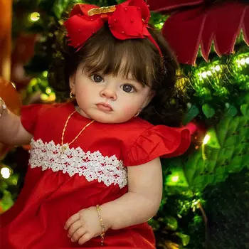 Mini újjászületett szilikon baba 60cm hosszú haj Vörös lány baba élethű valósághű gyermek játék bemutató élethű újszülött karácsonyi ajándék