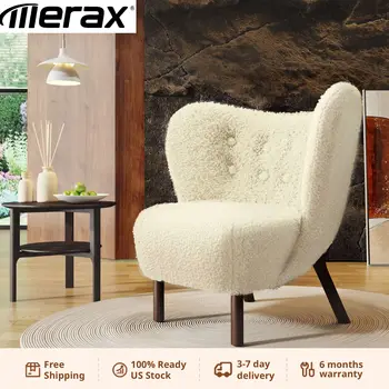 Modern akcentus szék báránybőr serpa serpa háttámlás csomózott oldalsó szék tömörfa lábakkal a nappaliba hálószoba