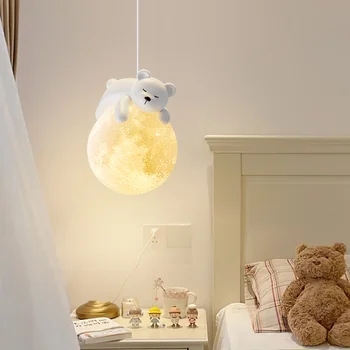 Modern gyerekszoba csillár minimalista kis medve LED függőlámpák hálószoba éjjeliLakberendezés függő lámpatest