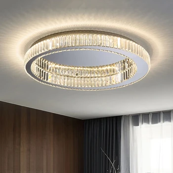 Modern luxus kerek króm kristály LED mennyezeti lámpa Nappali konyha sziget lámpa rozsdamentes acél Art mennyezeti világítás