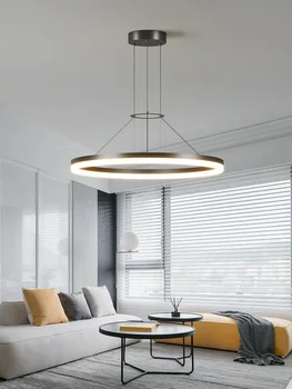 Modern minimalista led függőlámpa nappalihoz hálószoba étkezés konyha fekete gyűrű függő mennyezet csillár világítótest