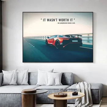 Modern Nem érte meg Autó Motivációs vászonfestés Plakátok és nyomatok Irodai falfestmény Kép a nappaliba Lakberendezés