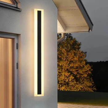 Modern vízálló kültéri szalag LED fali lámpa IP65 beltéri világítás Kerti folyosó veranda dekoráció 110V 220V fali lámpa alumínium