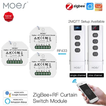 MOES ZigBee Smart RF433 függönykapcsoló modul motoros redőnyökhöz Motor 2MQTT Smart Life APP Alexa Google Home