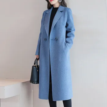Muqgew téli kabát nők 2020 alkalmi gyapjú hosszú kabát kabát női gombkabát elegáns hosszú ujjú munkahelyi irodai divatkabát#g3