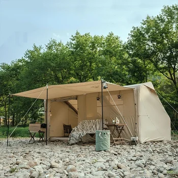Naturehike Upgrade Air 12Y pamut felfújható sátor Kültéri hordozható nagy hely Luxus családi kempingsátor tetőablakos kéményrel