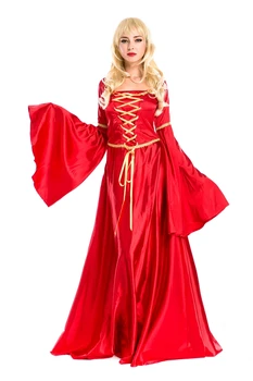 Nemes nők klasszikus középkori reneszánsz jelmez esti parti menyasszonyi viselet Maxiskit teljes ruha