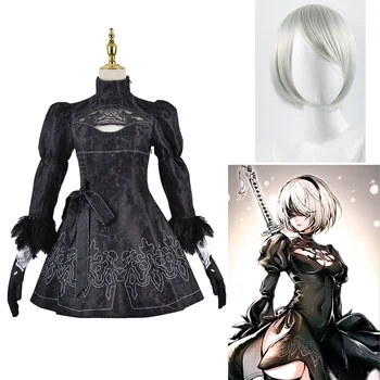 Nier Automata Yorha 2B cosplay öltöny fekete ruha anime női ruha álcázott jelmez szett díszes Halloween lányok parti