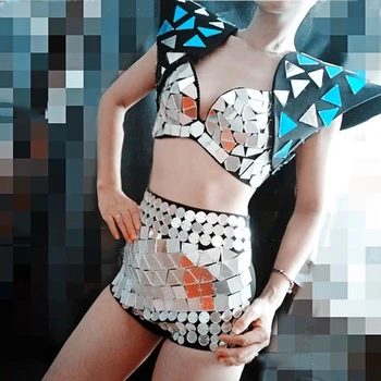 Nightclub Dj Ds Rave öltözéktükrök Vállmellény nőknek Férfi vállpárnák Mellény Színpadi teljesítmény kiegészítők XS4692