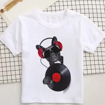 Nyári gyerekruházat Fiú fehér póló Koreai design póló Gyerekek hamisítvány Állatmintás alkalmi és szép póló lány