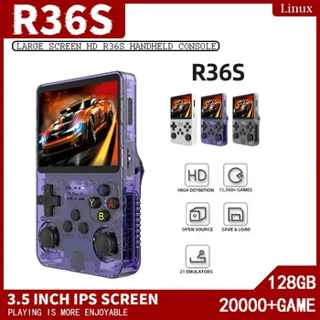 Nyílt forráskódú R36S Retro kézi videojáték-konzol Linux rendszer 3,5 hüvelykes IPS képernyő hordozható zseb videolejátszó 64GB játékok