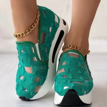 Női 2024-es új divat üreges tornacipők Platform cipők Növekvő alkalmi csúszás a női lakásokon Őszi női cipők Tornacipők