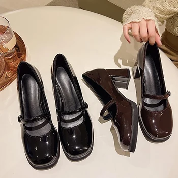 Női magas sarkú Mary Jane cipők 2023 tavasz Új retro vastagsarkú pumpák Lolita JK cipők elegáns női magassarkú cipők