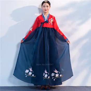 Ortodox hanbok népi nők népviselet koreai ruha elegáns hercegnő palota jelmez koreai emboriderium esküvői parti