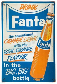 OSONA Drink Fanta A narancs ital Retro nosztalgikus Hagyományos rozsda színű ón logó reklám feltűnő faldekoráció ajándék