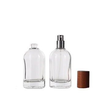 Parfümös üveg Kiváló minőségű üres krimpelő szivattyú üveg parfümös palackok 50ML 5db parfümös üveg csomagolás bambusz fa kupakkal