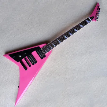 Pink Body 6 húros elektromos gitár rózsafa fogólappal, fekete hardver, testreszabott szolgáltatások nyújtása
